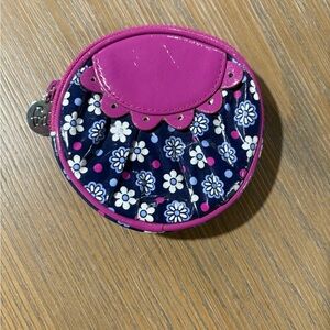 Floral Coin Purse with Purple Trim